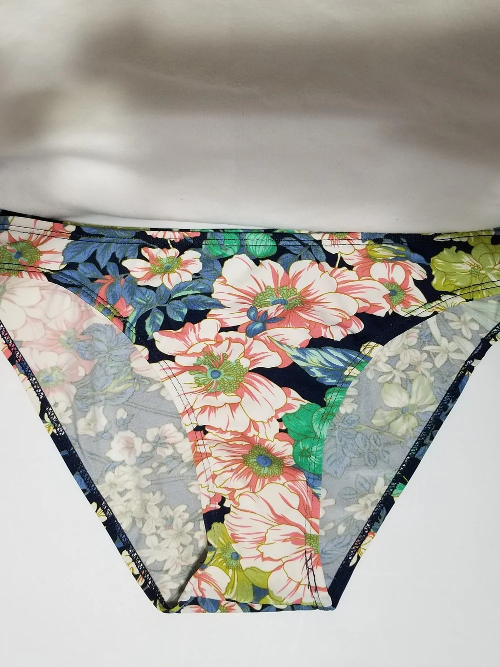 Prestige Kid’s Large Navy Two-Piece Bikini Set With A Multicolor Floral Pattern